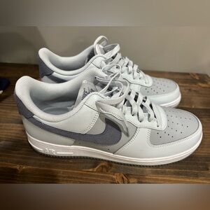 Nike Men's Gray and White AirForce One Sneakers